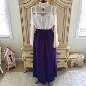 VINTAGE 1970S CUSTOM MADE DEEP PURPLE, WOOL WRAP, MAXI SKIRT! GORGEOUS!